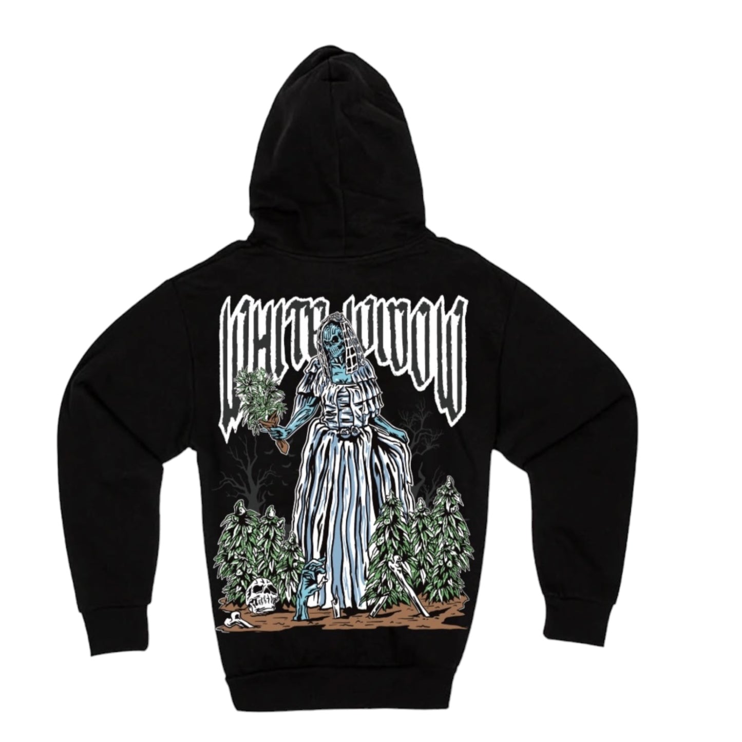 Long sleeve White Widow Black Heavyweight Hoodie